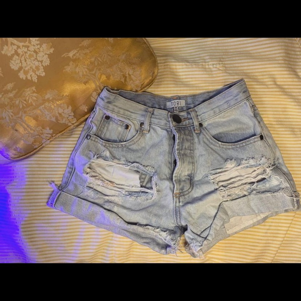 TONI high waisted denim shorts (distressed) size 25, gently used